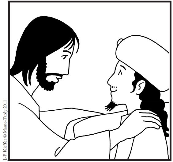 Coloriage 6e dimanche de Paques B Mame Kieffer